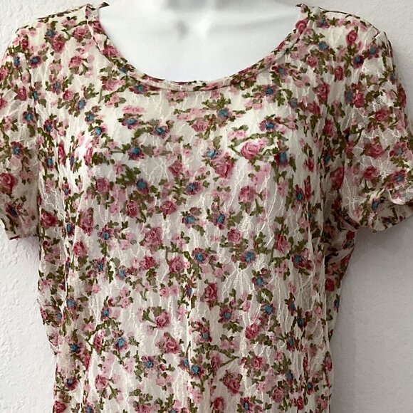 BKE FLORAL ROSE Y2K SHEER TOP - Picture 2 of 9